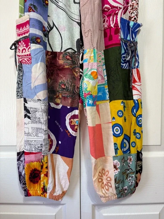 Patchwork Multicolor Boho Joggers - Picture 3 of 8